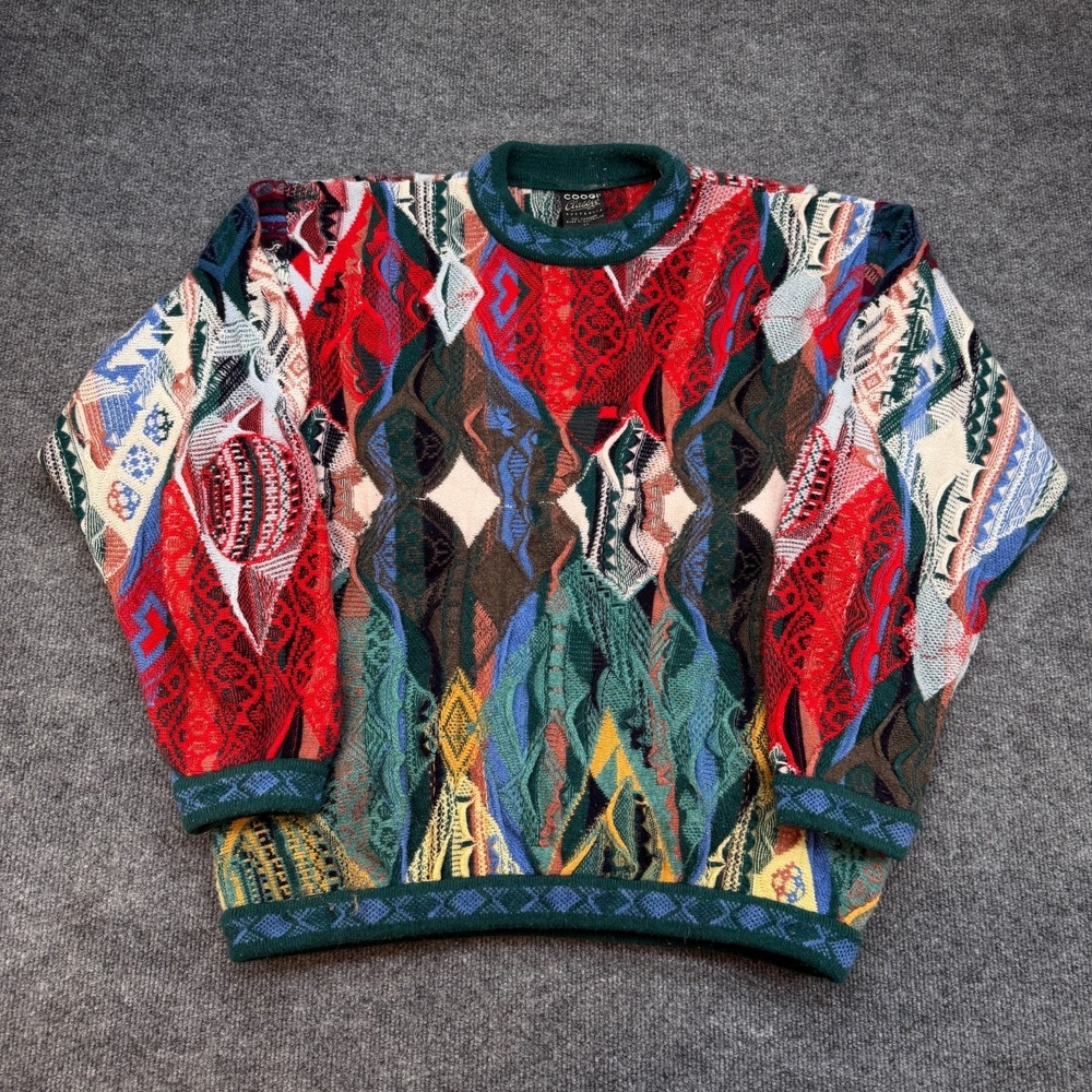 Men's RARE Vintage COOGI Classic Sweater 100% Cashmere Size Small Multicolor🔥